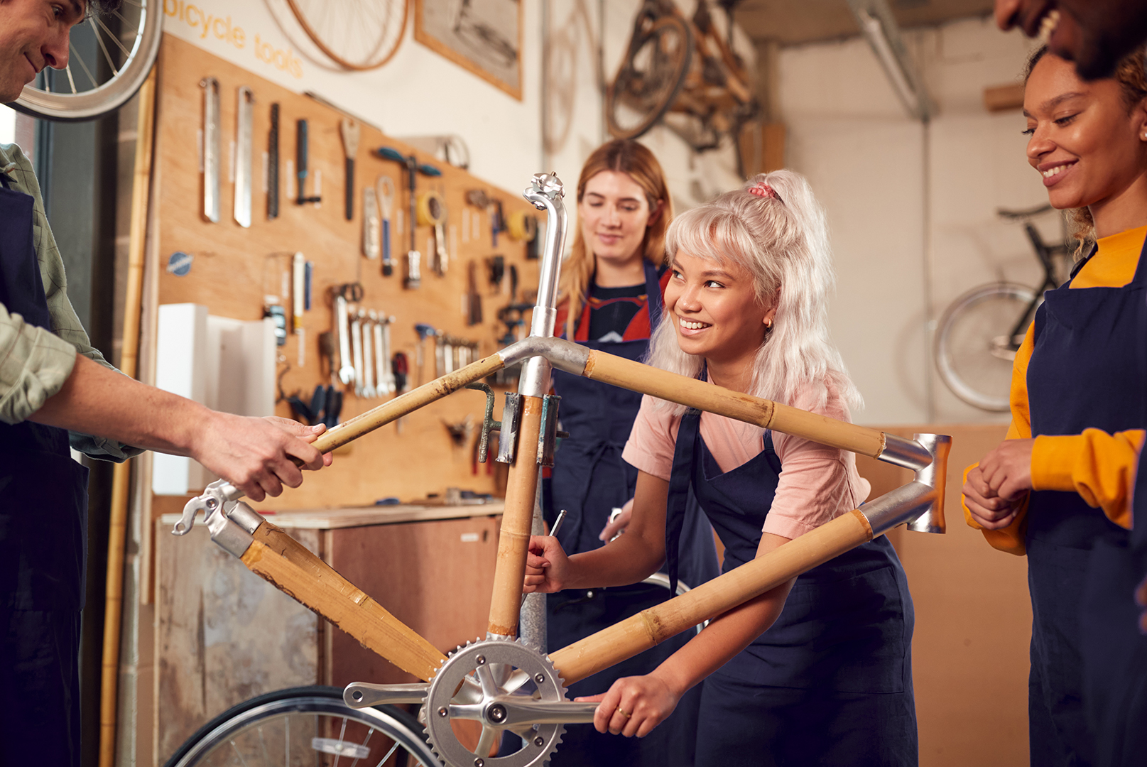 Remarkable People team action with social impact bike assembly workshop